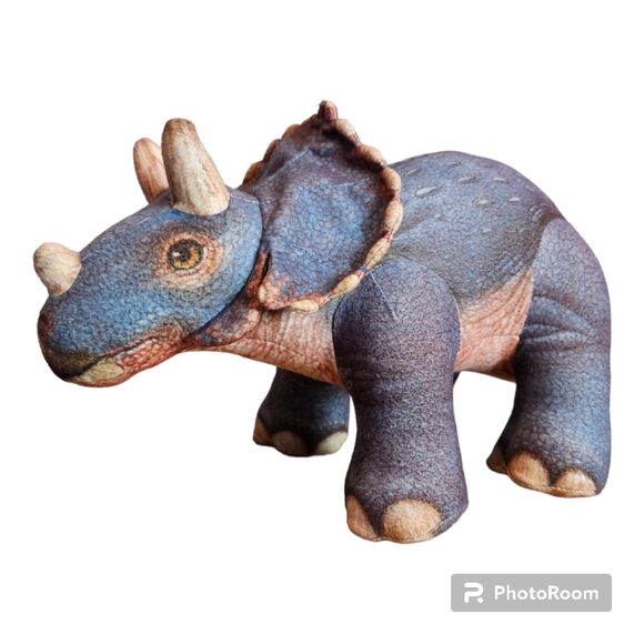 Vintage Jurassic Park Triceratops Plush Stuffed Animal Dinosaur Dakin 1992 EUC - Picture 10 of 13